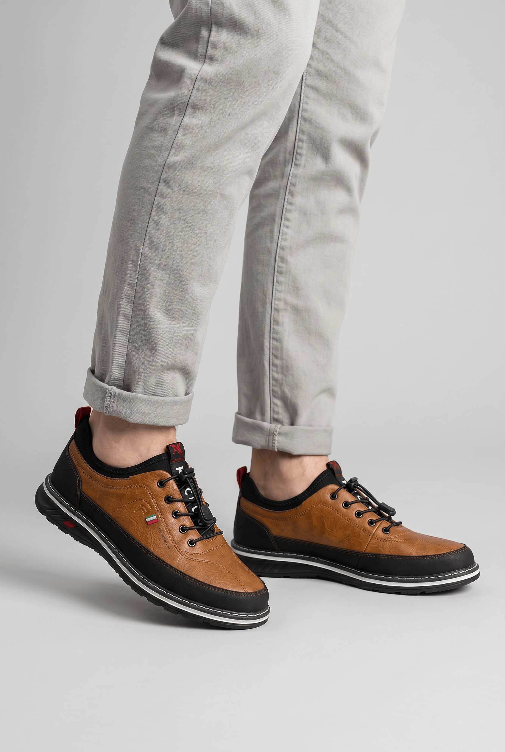 Men's Casual Dual Tone Lace Up Trainers | Low Top