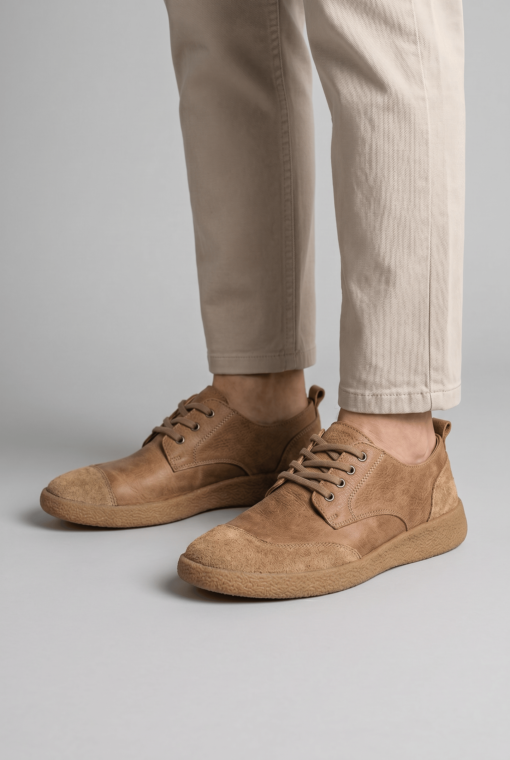 Men’s Textured Casual Lace Up Trainers | Round Toe