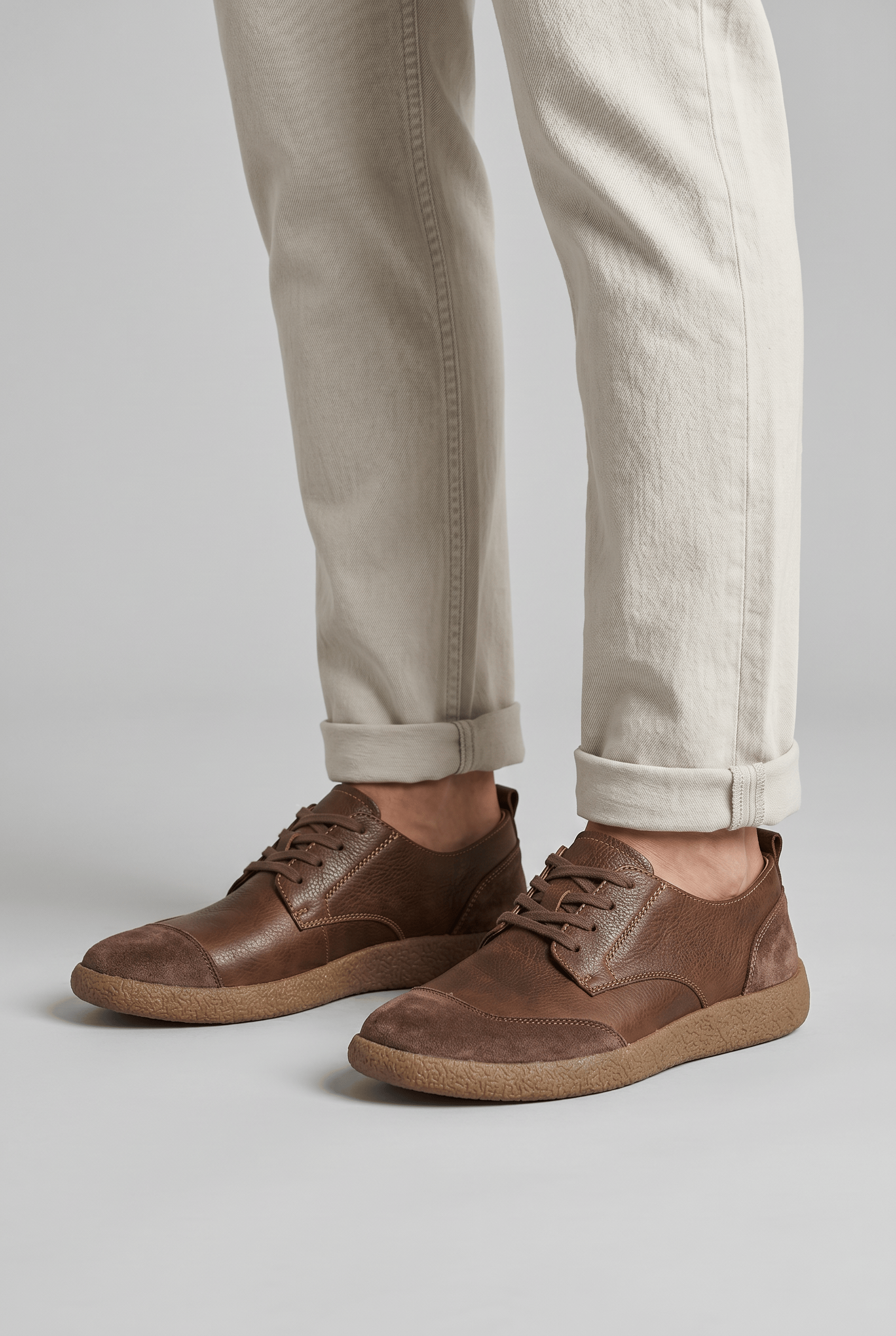 Men’s Textured Casual Lace Up Trainers | Round Toe
