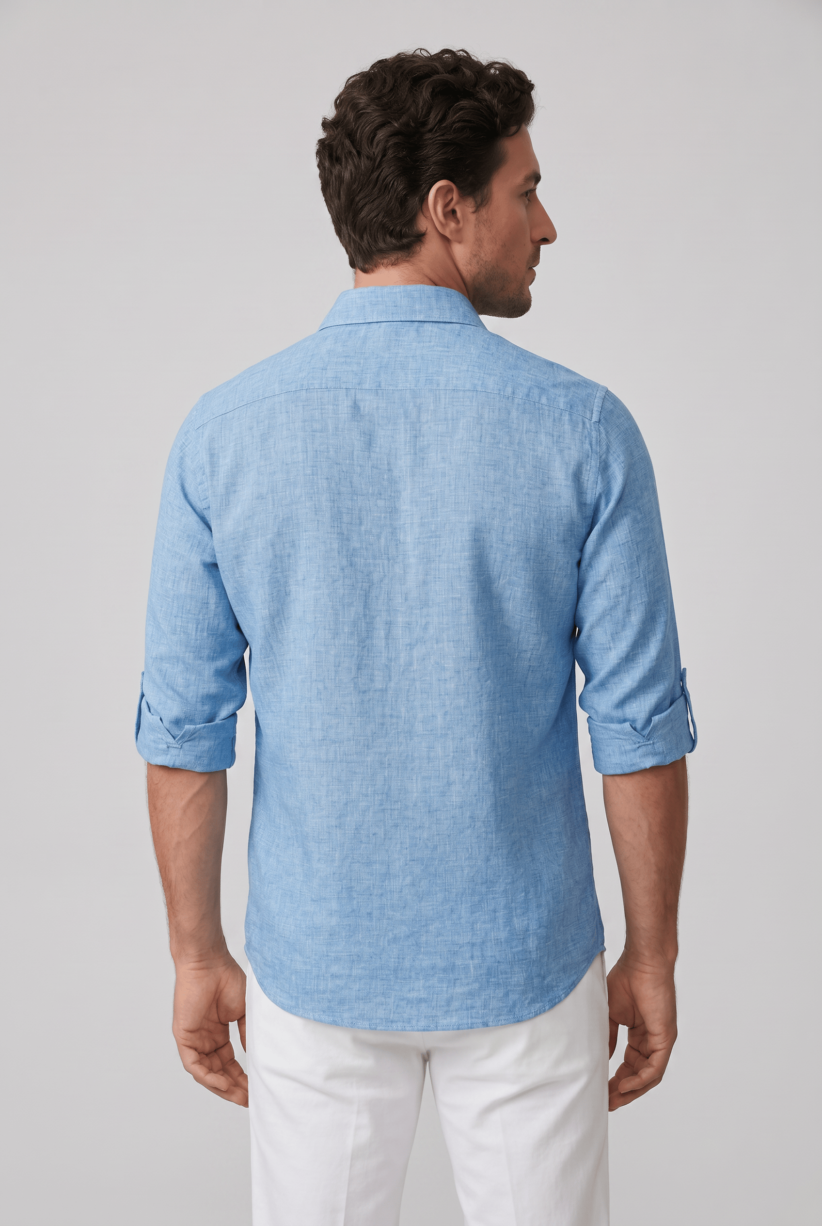 Men's Collared Roll Up Sleeve Shirt | Button Down