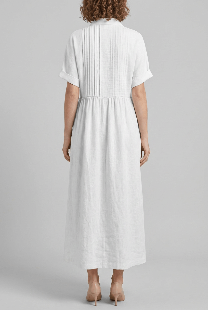 Women's Maxi Shirt Dress | Smocked Waist & Full-Length Skirt