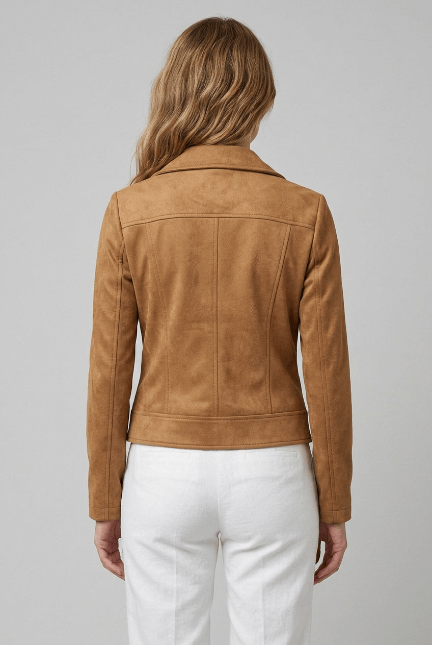 Women's Cropped Biker Jacket | Asymmetric Zip