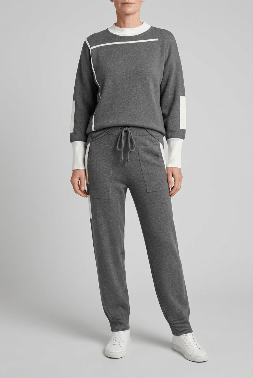 Women's Knitted Loungewear Set | Contrast Trim