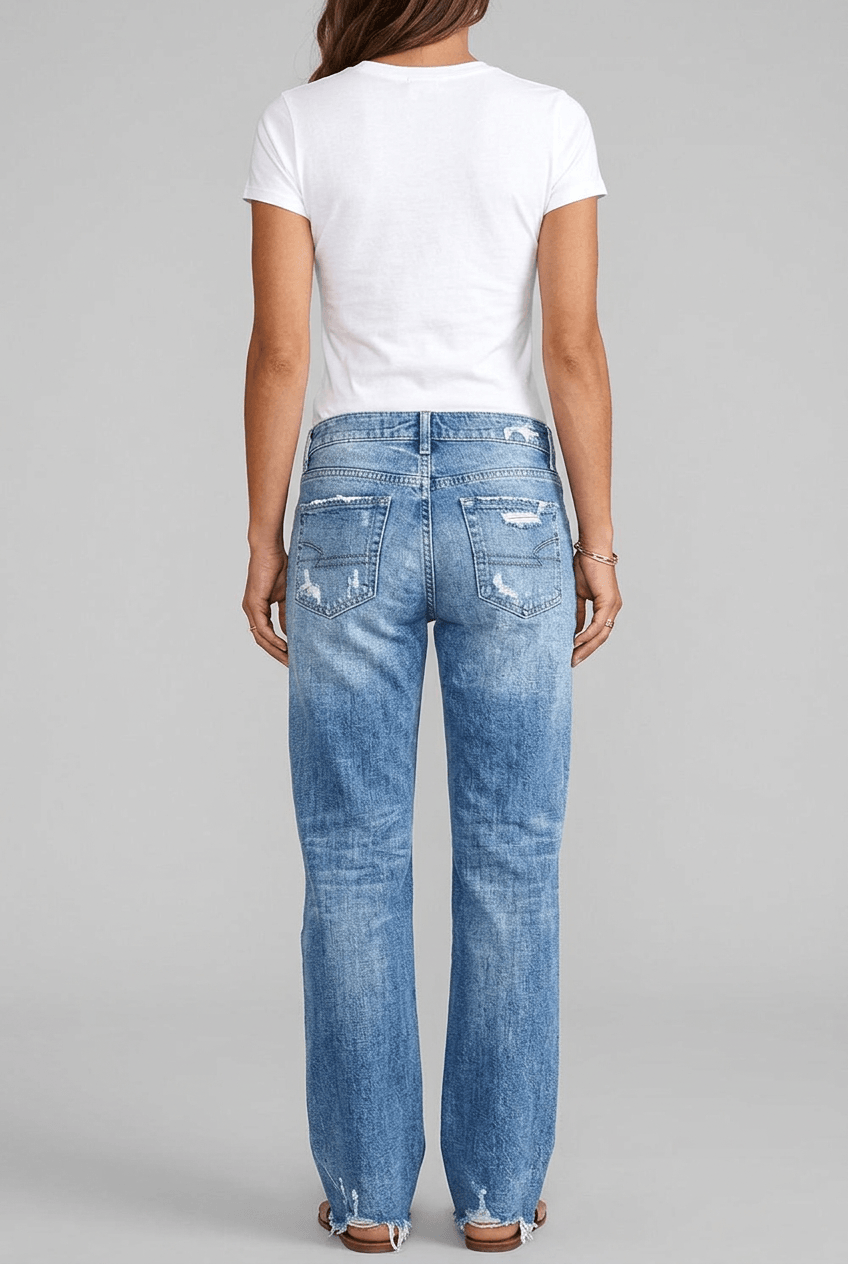 Women's Low-Rise Wide Leg Jeans | Distressed & Frayed Hem