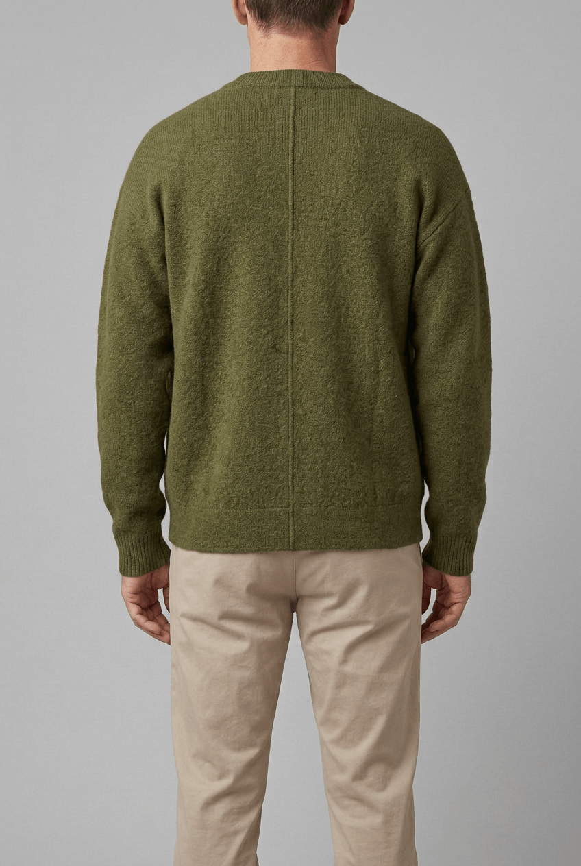Men's Knitted Cardigan | Button Front & Crew Neck