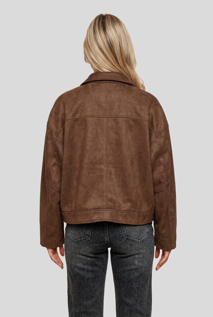 Women's Oversized Bomber Jacket | Shoulder Tabs & Lapel Collar