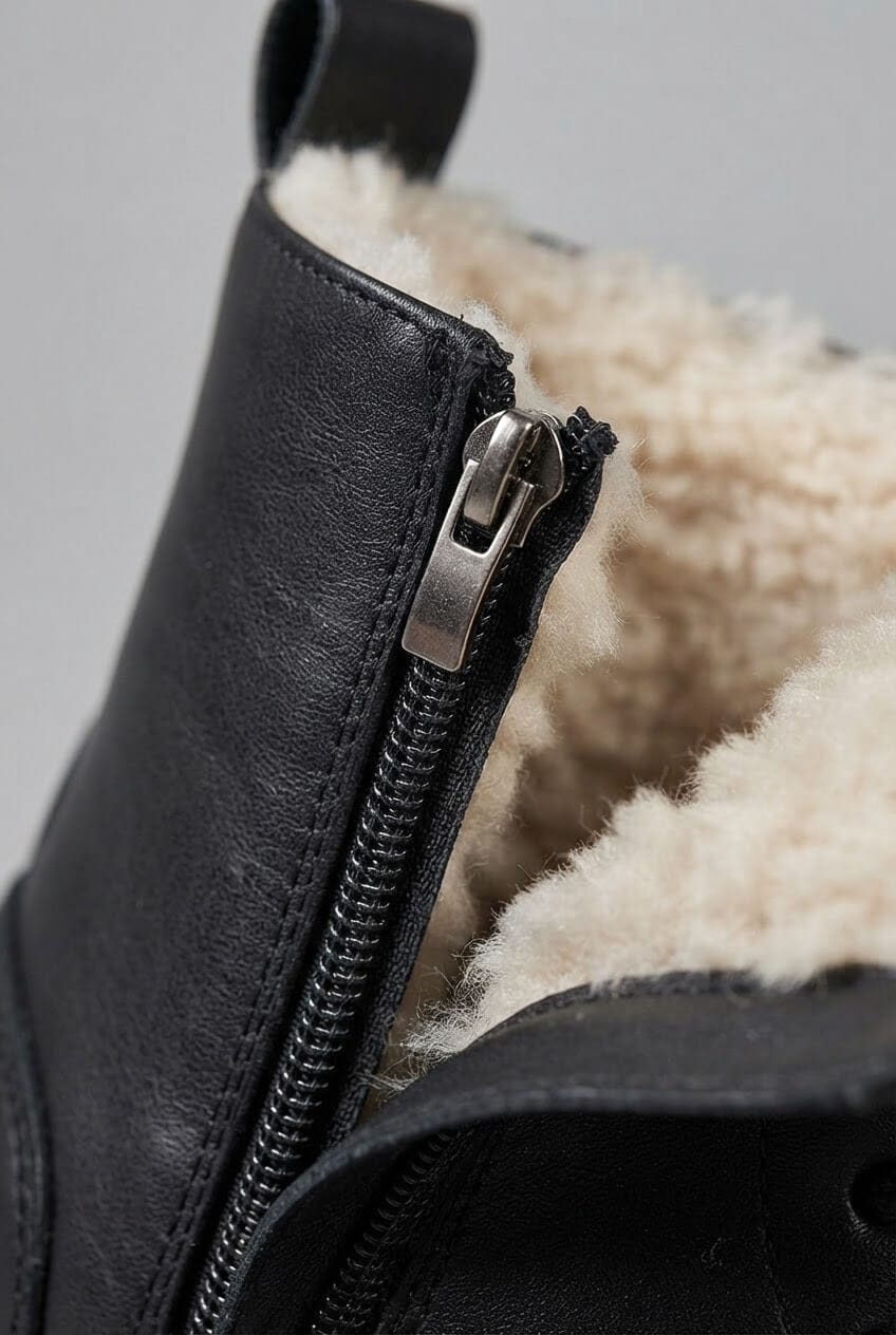 Warm Lined Ankle Boots | Profiled Sole & Zip Fastening