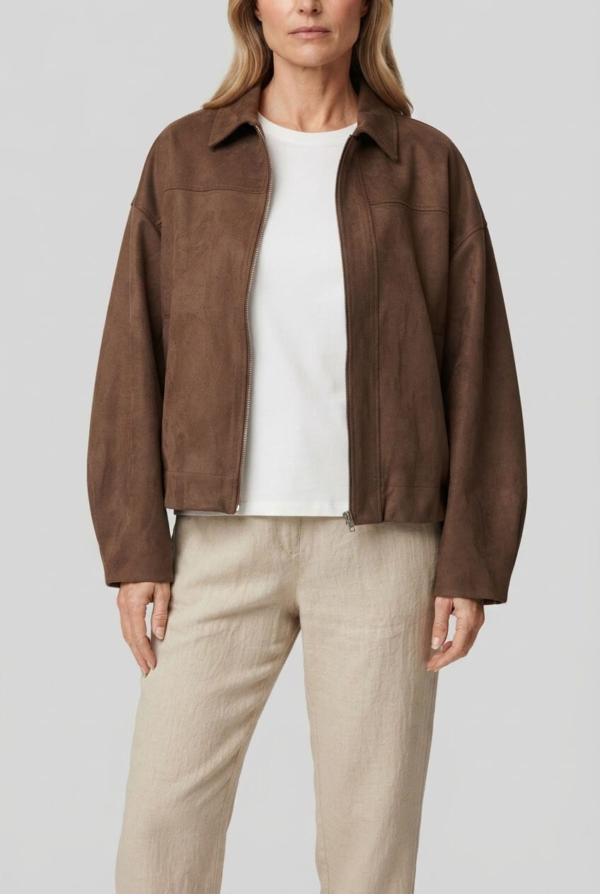 Women's Oversized Bomber Jacket | Shoulder Tabs & Lapel Collar