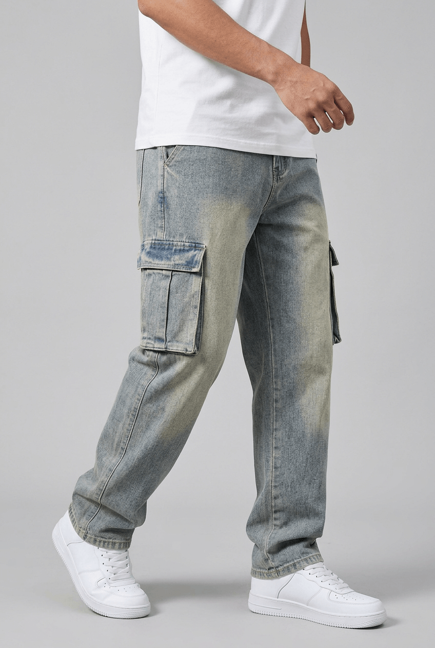 Men's Cargo Trousers | Washed Straight Leg