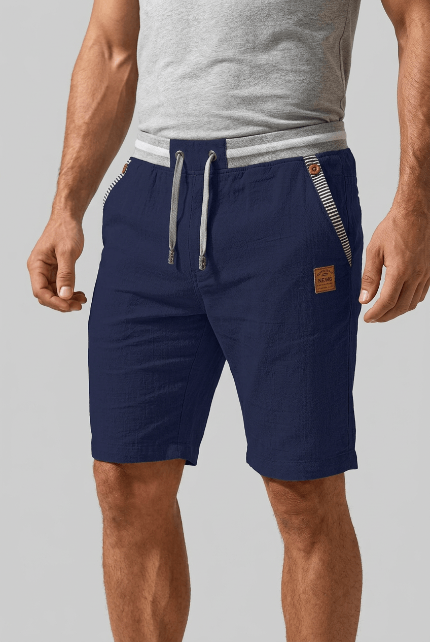 Men's Summer Shorts | Drawstring Waistband & Striped Trim Pockets