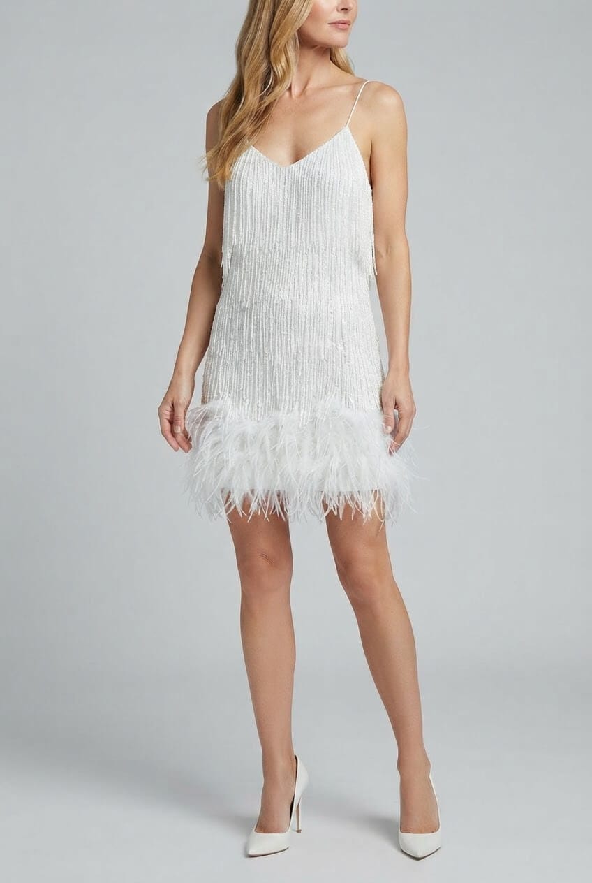 Women's Fringe Cocktail Dress | Feather Hem & Flapper