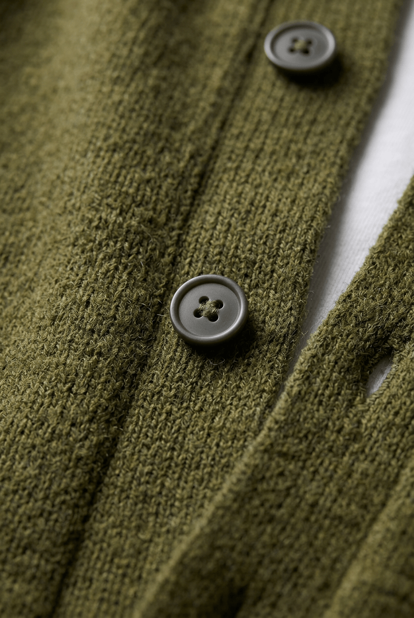 Men's Knitted Cardigan | Button Front & Crew Neck