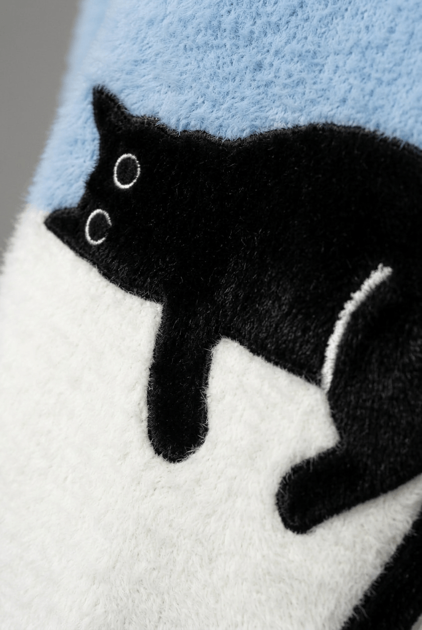 Women's Cat Motif Knit Jumper | Ribbed Crewneck