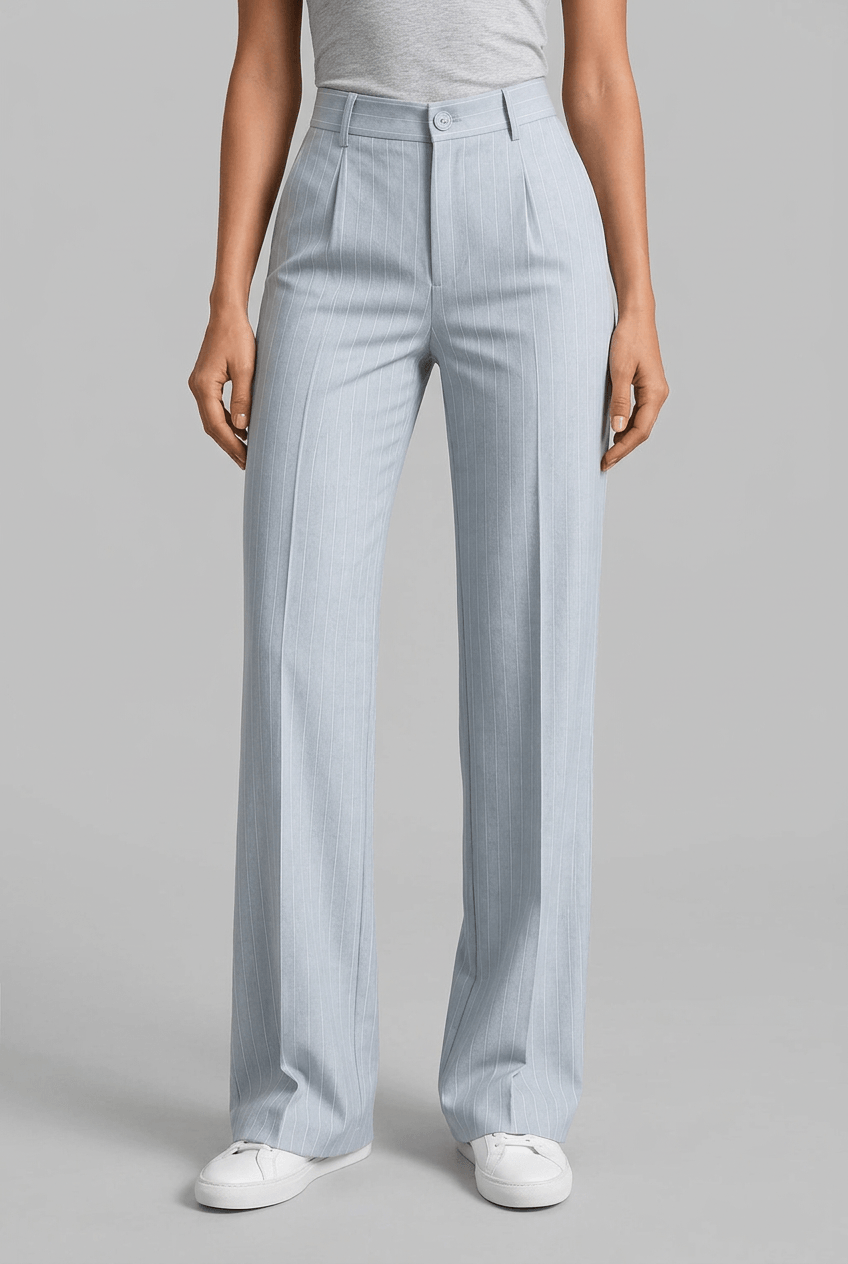 Women's Pinstripe Wide Leg Trousers | Tailored Pleat Front
