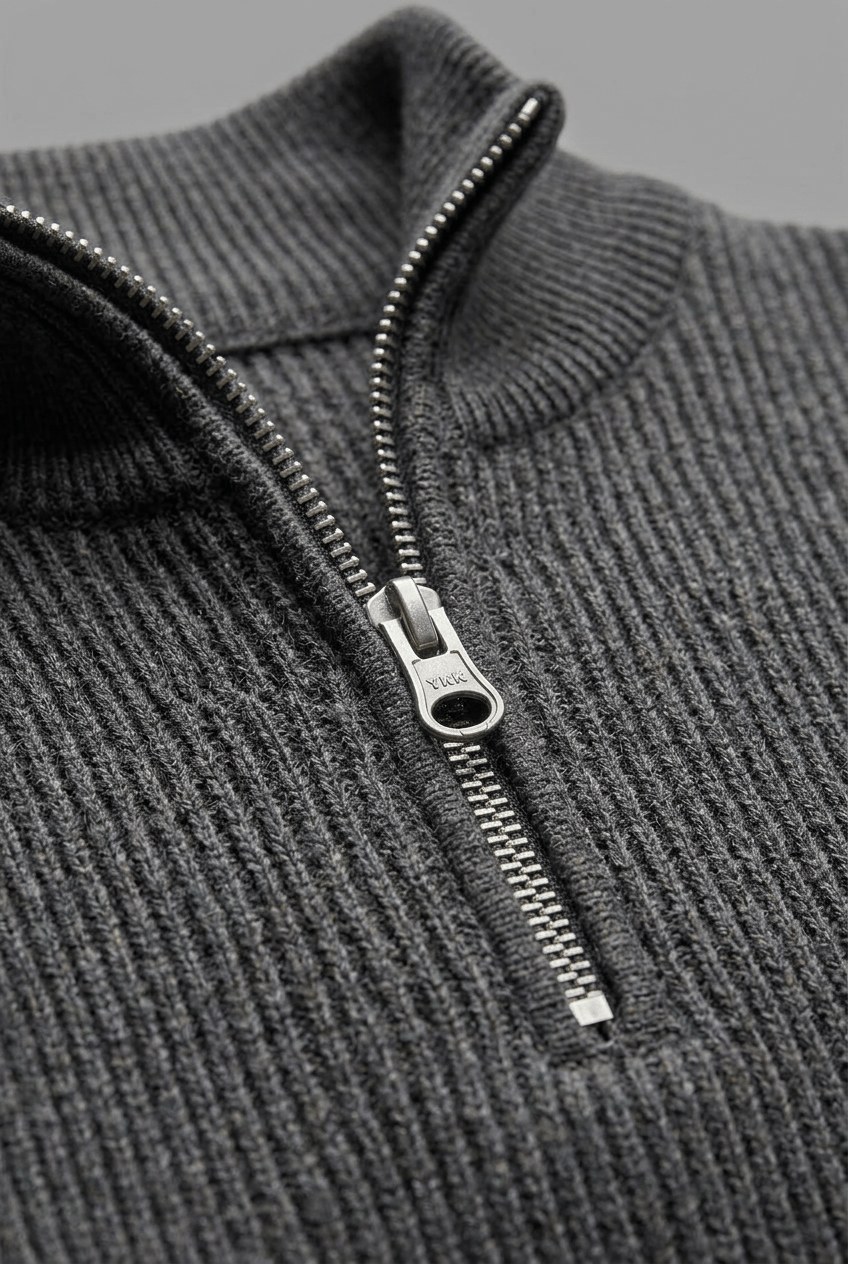 Men's Ribbed Quarter Zip Jumper | High Collar