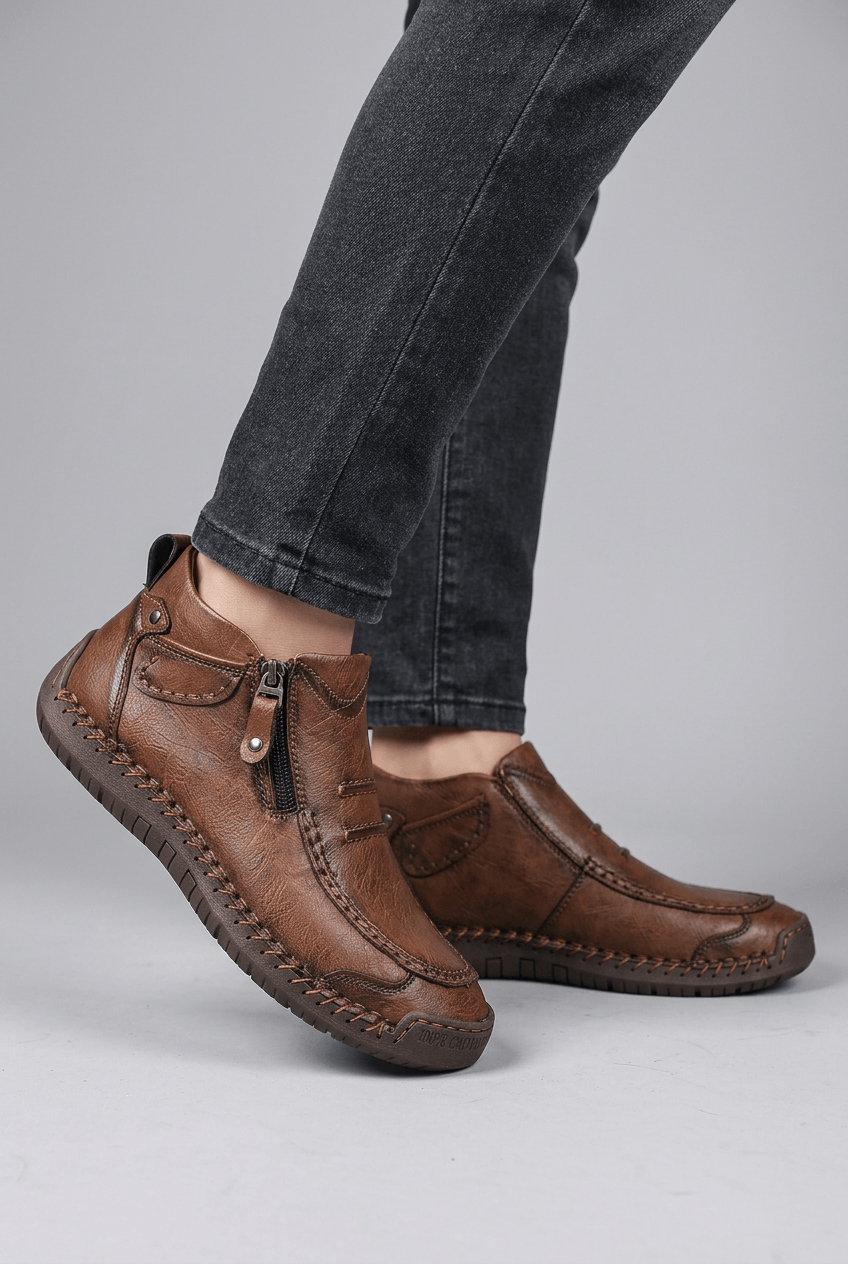 Men's Ankle Boots | Side Zip & Moccasin Detail