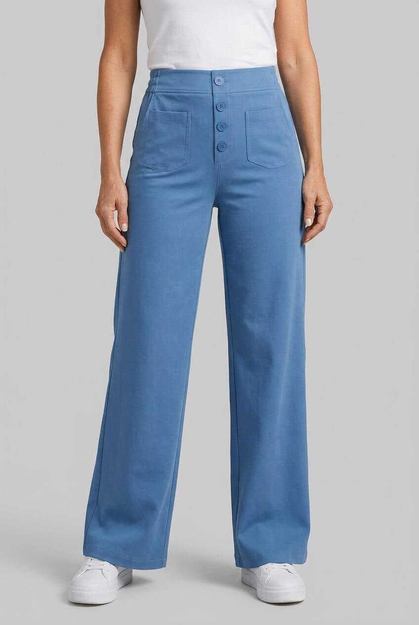 Women's Wide Leg Trousers | High Waisted & Button Front