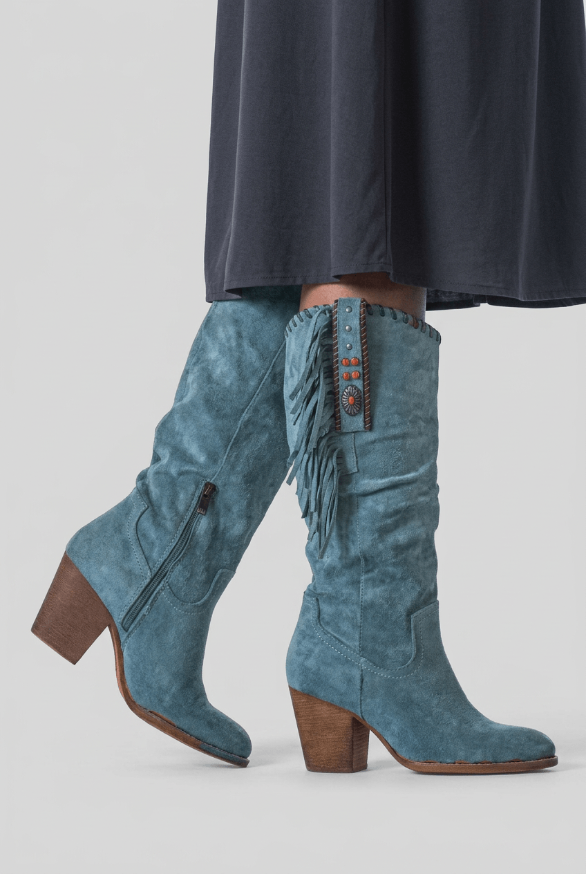 Women's Cowboy Boots | Fringe Trim & Side Zip