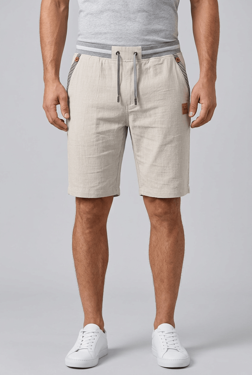 Men's Summer Shorts | Drawstring Waistband & Striped Trim Pockets