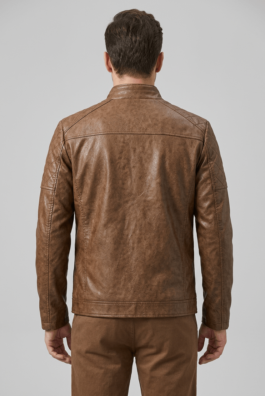 Men's Biker Jacket | Quilted Shoulder Detail