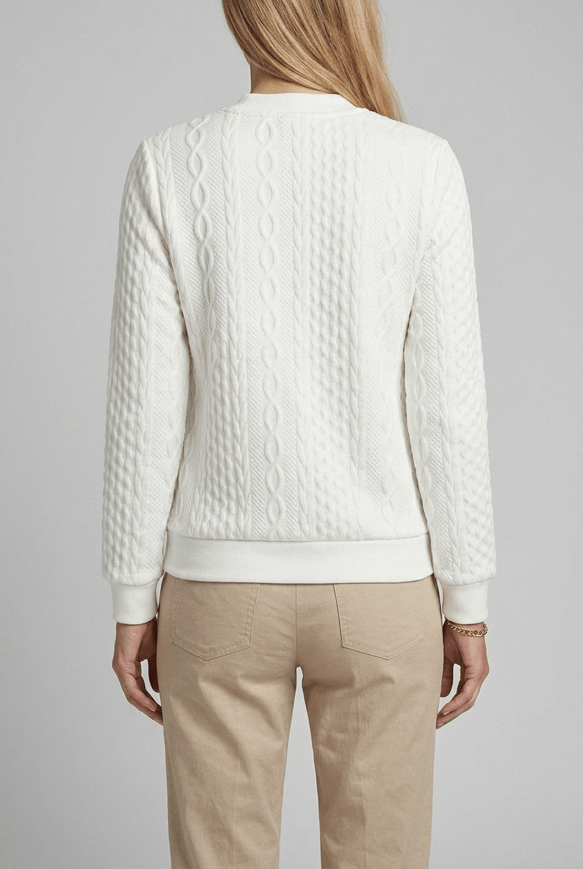 Women's Cable Knit Half Zip Jumper | Ribbed Hem