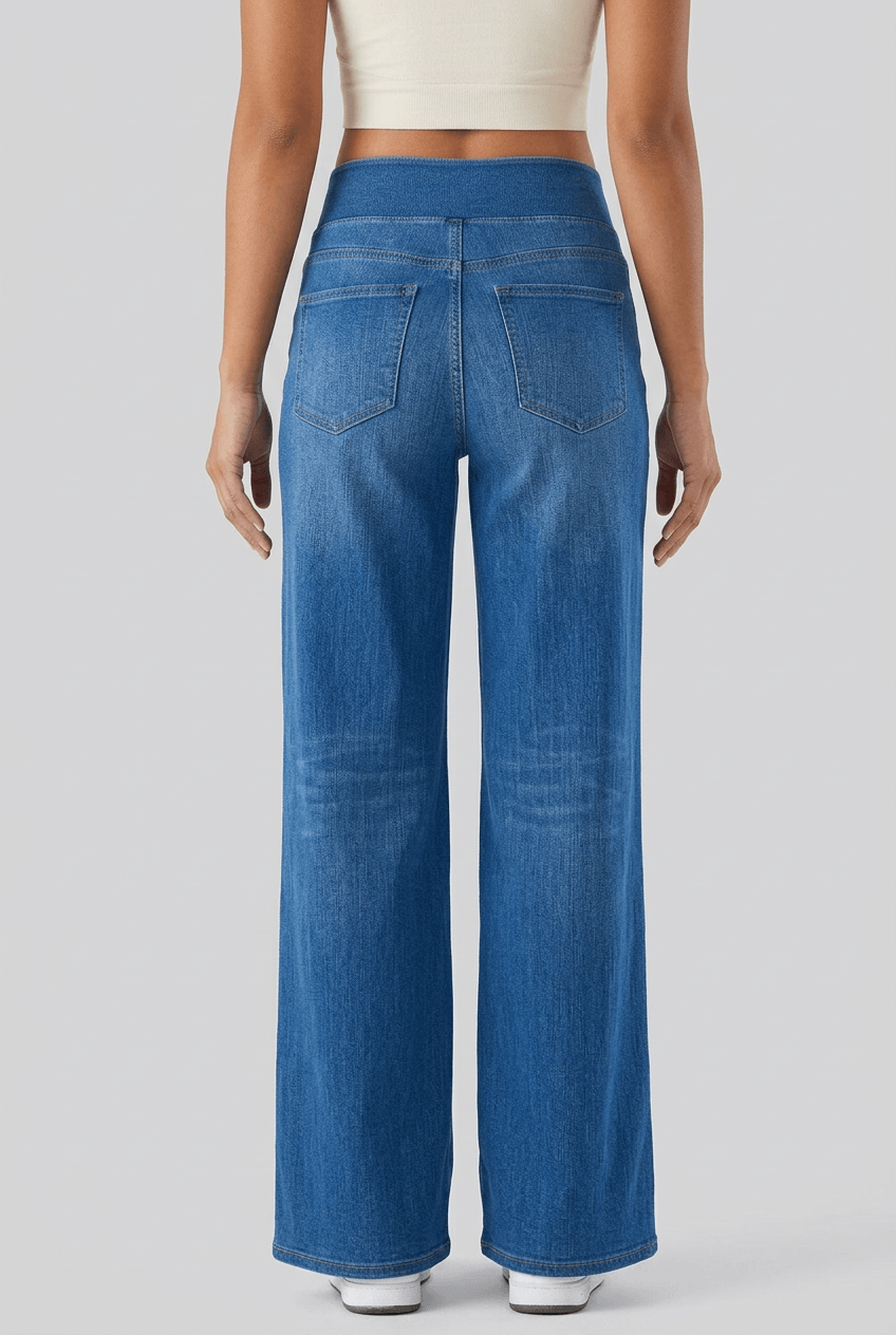Women's Wide-Leg Pull-On Jeans | Elastic Waist