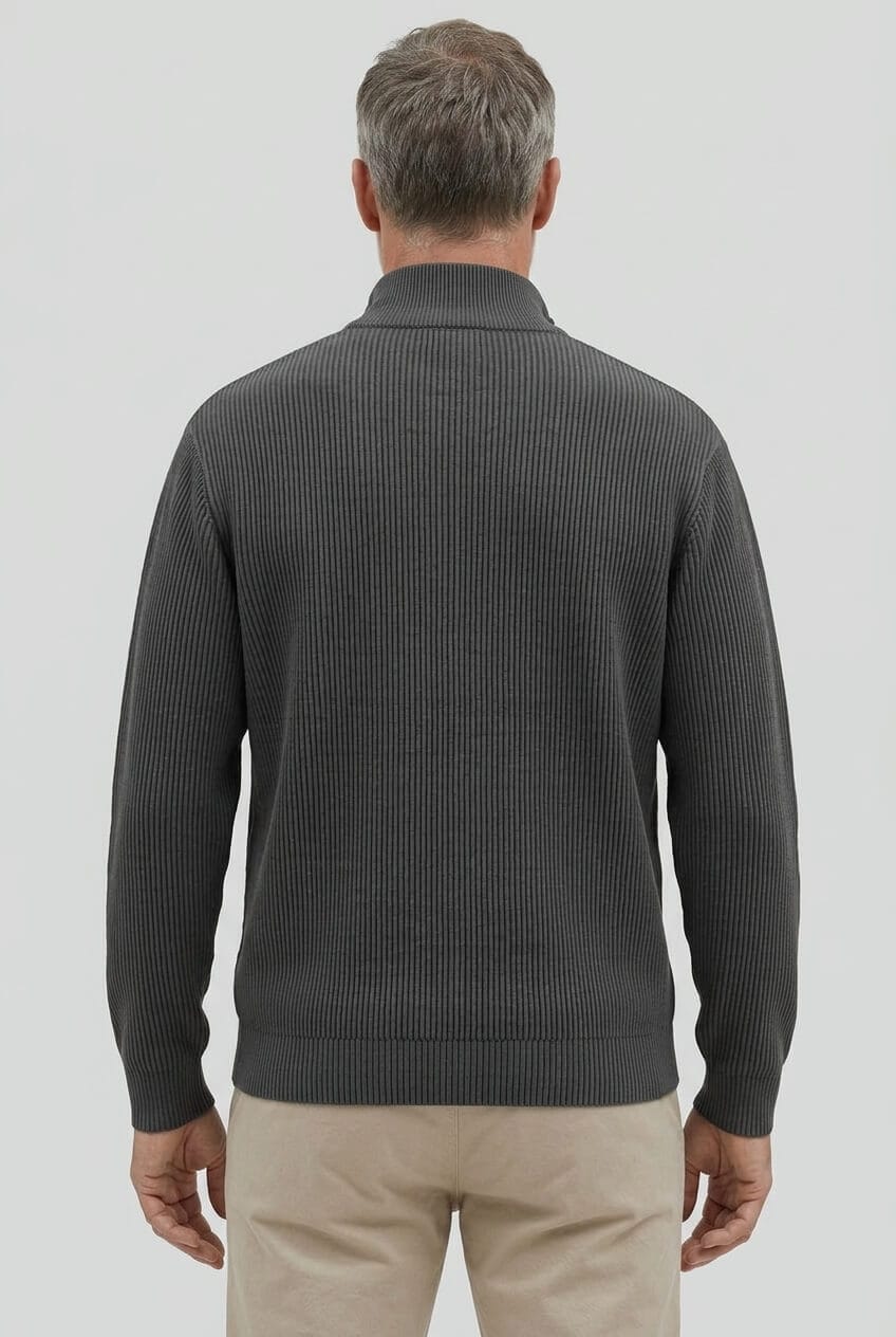 Men's Ribbed Quarter Zip Jumper | High Collar