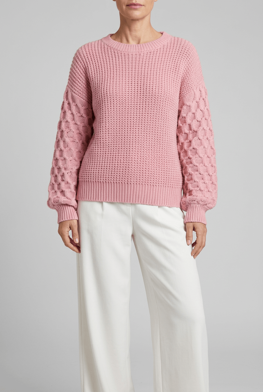 Women's Waffle Knit Jumper | Textured Sleeves