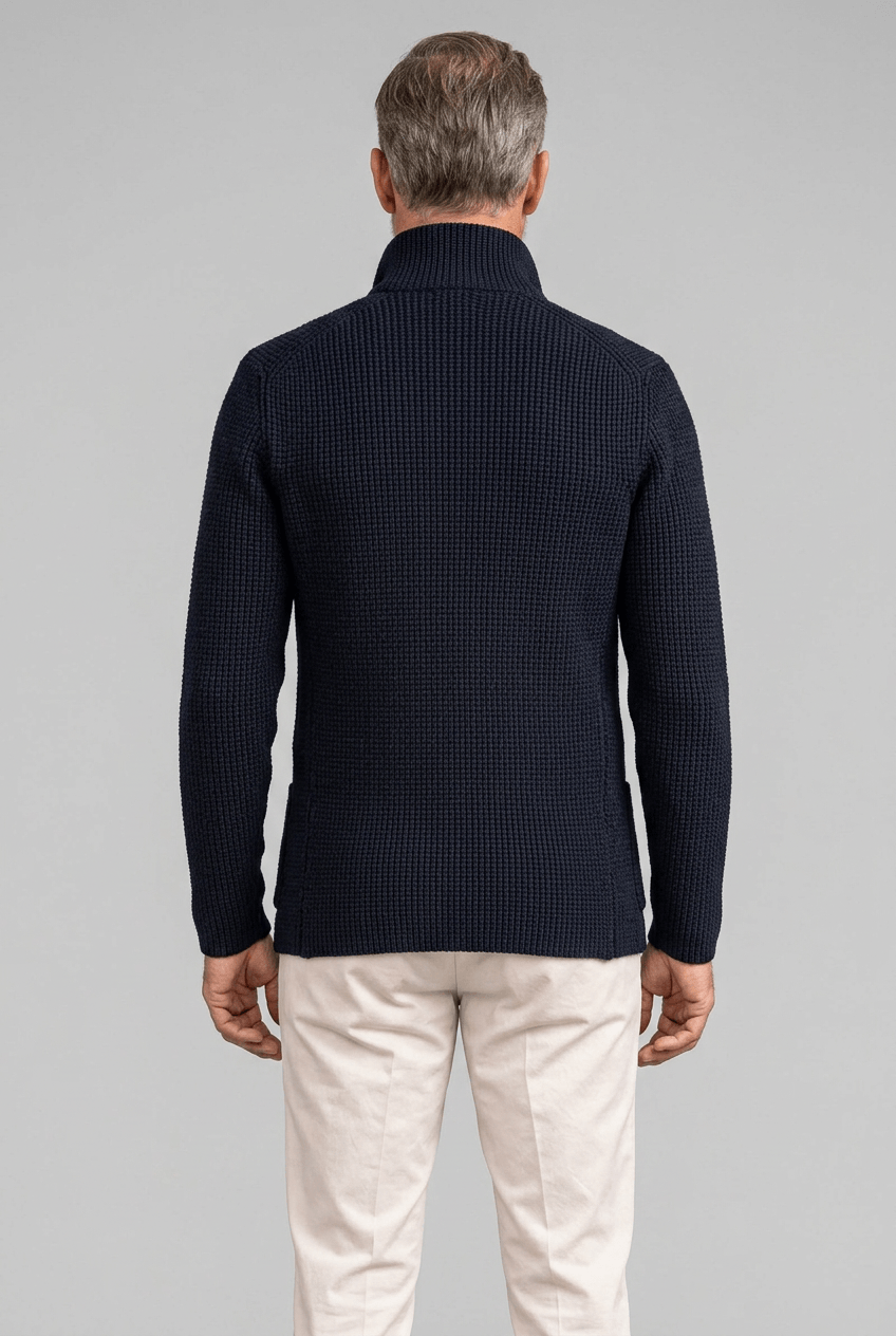 Men's Knitted Cardigan | Slim Fit & Stand Collar