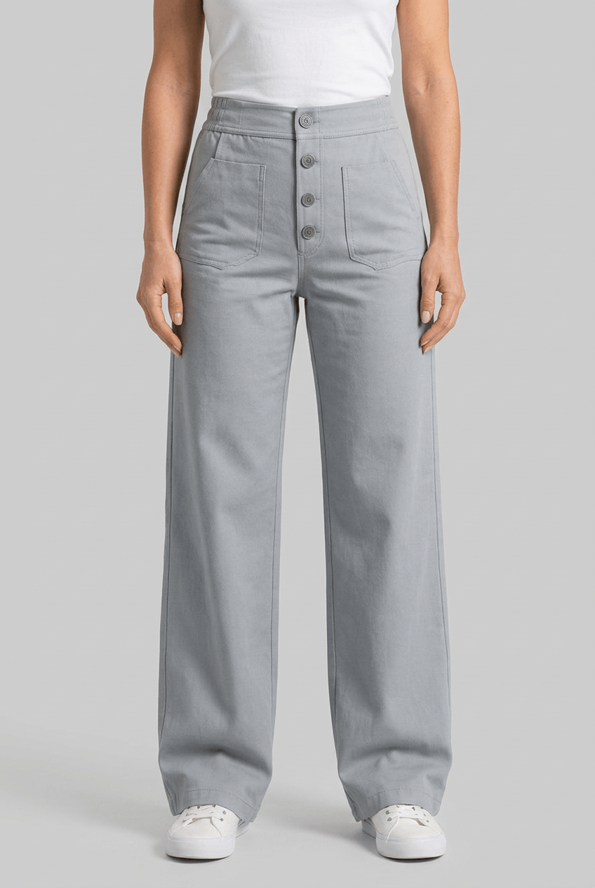 Women's Wide Leg Trousers | High Waisted & Button Front