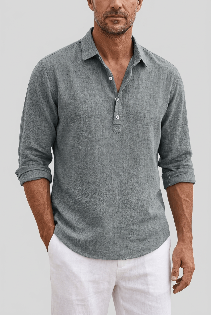 Men's Shirt | Spread Collar, Half Placket & Relaxed Fit