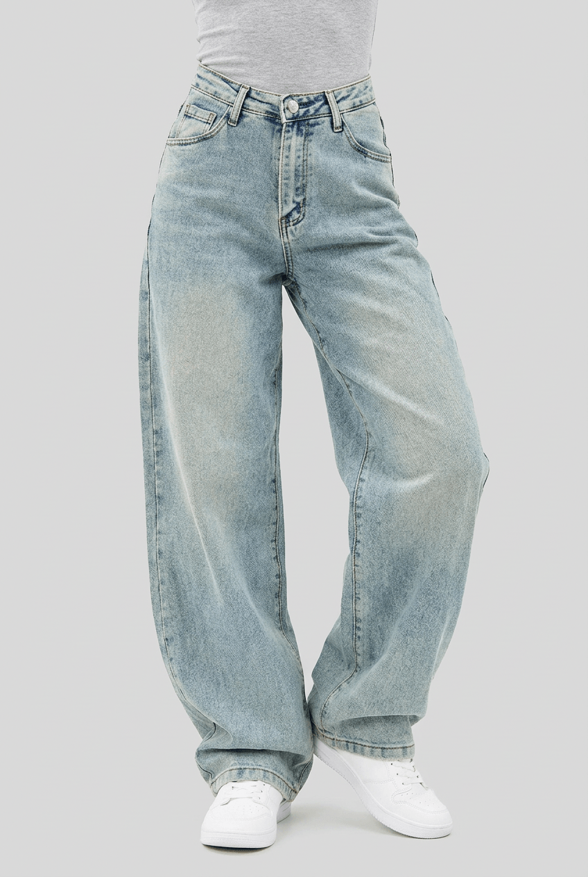 Women's Baggy Wide Leg Jeans | High Waist & Belt Loops