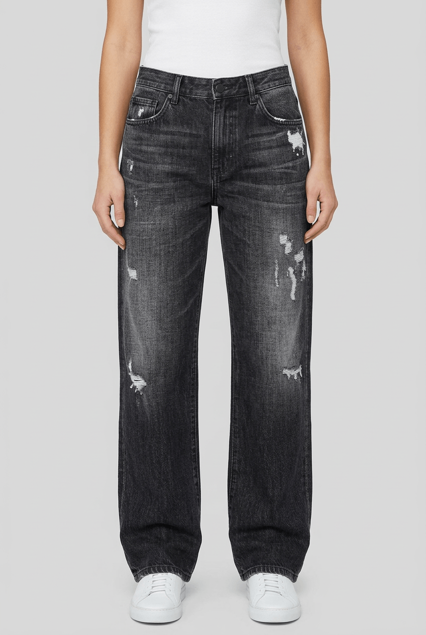 Women's Low-Rise Wide Leg Jeans | Distressed & Frayed Hem