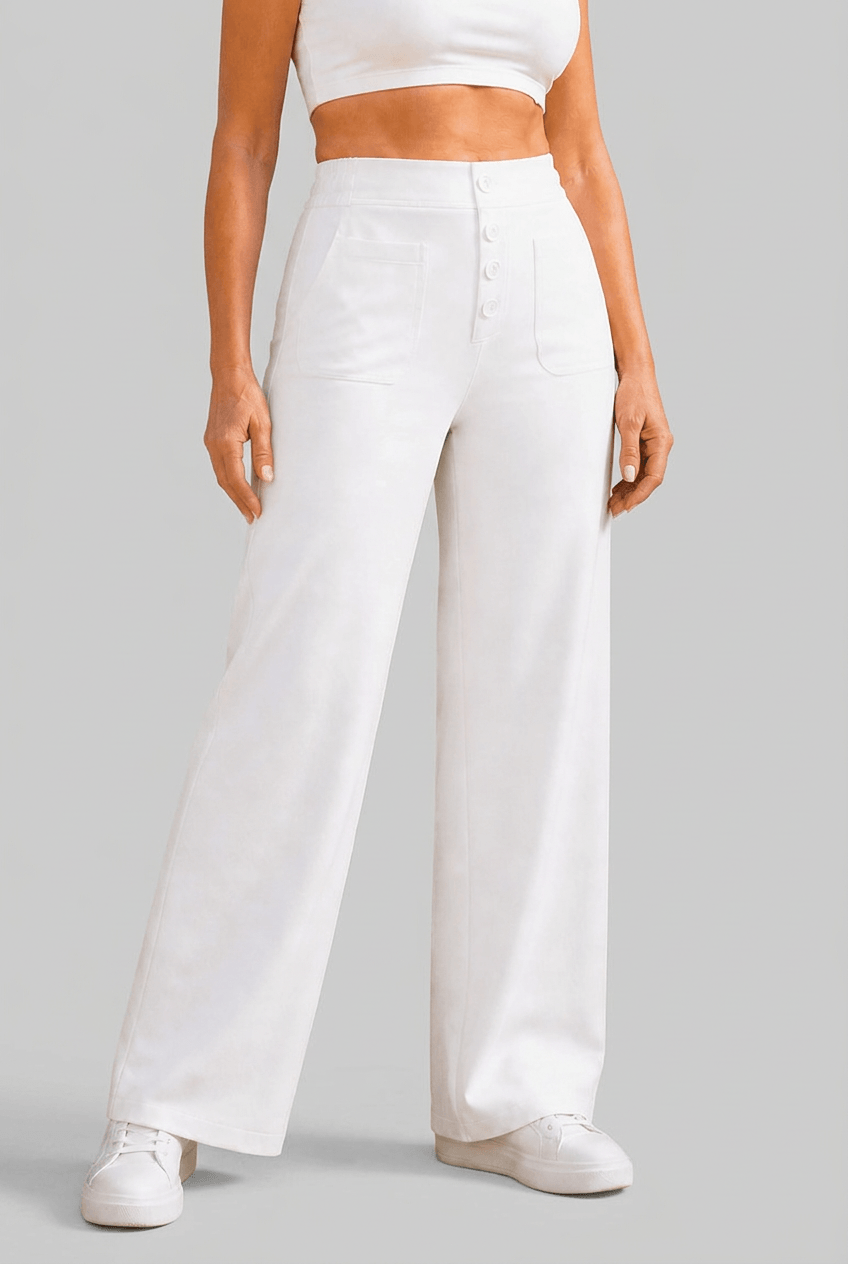 Women's Wide Leg Trousers | High Waisted & Button Front