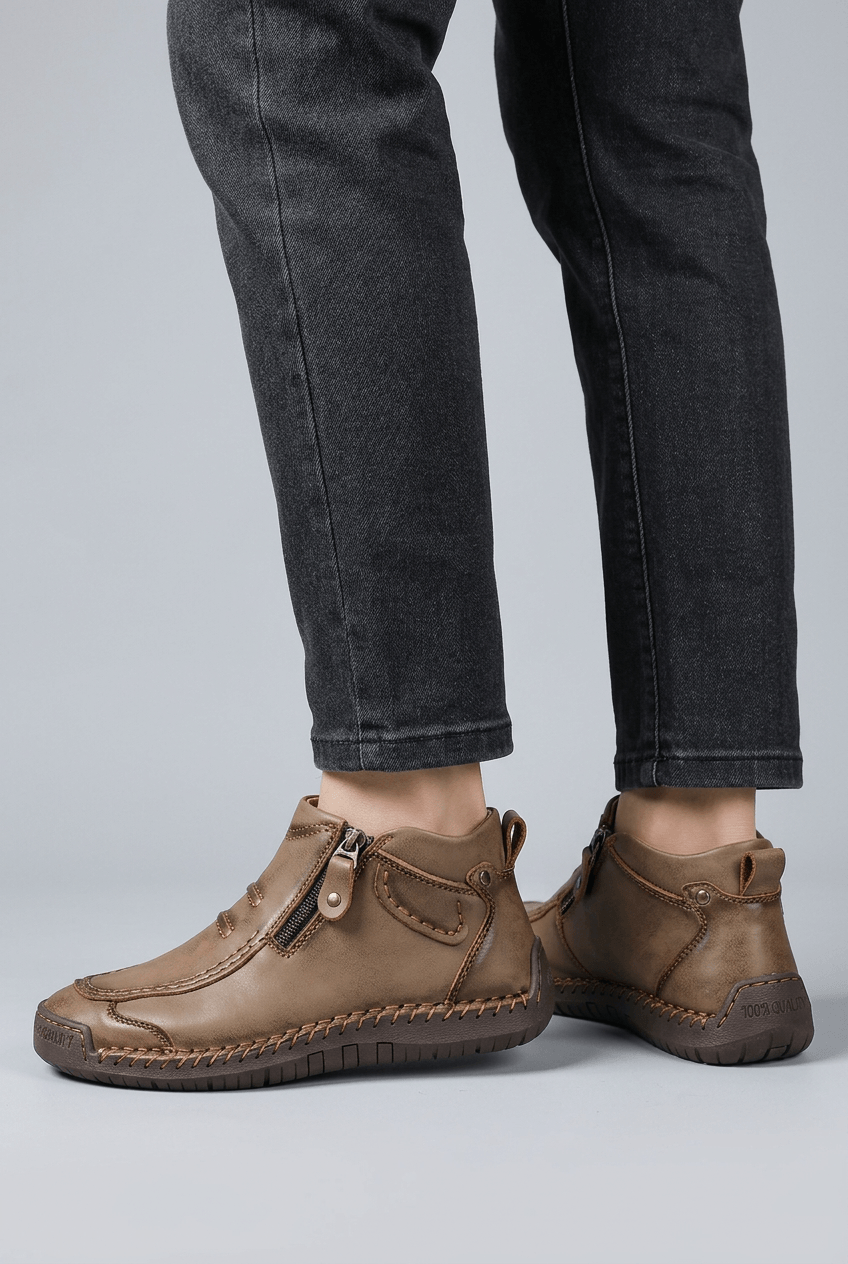 Men's Ankle Boots | Side Zip & Moccasin Detail
