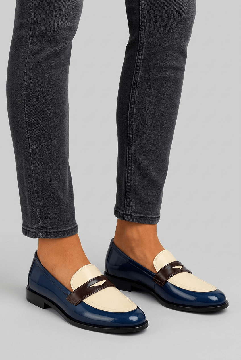 Women's Slip-On Penny Loafers | Colour-Block Upper