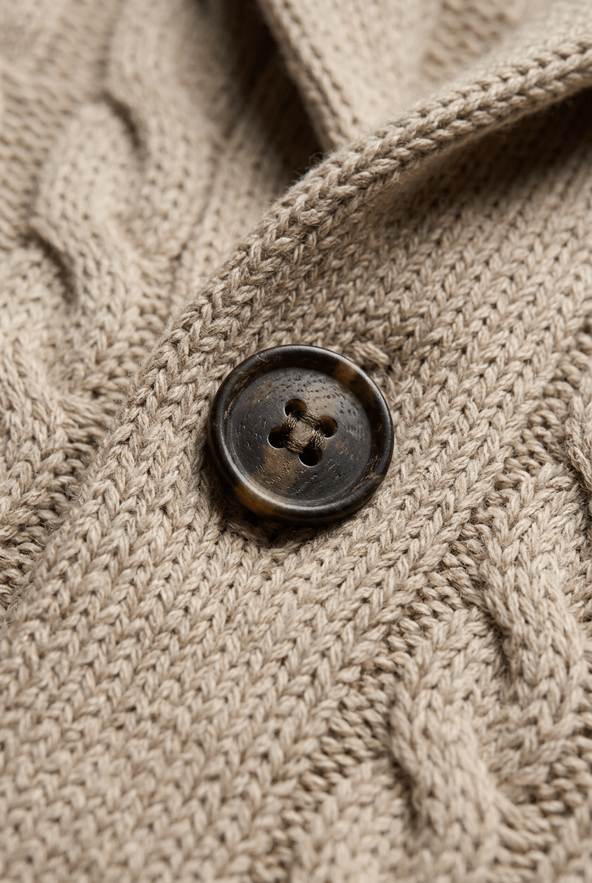 Men's Cable Knit Cardigan | Shawl Collar & Button Front