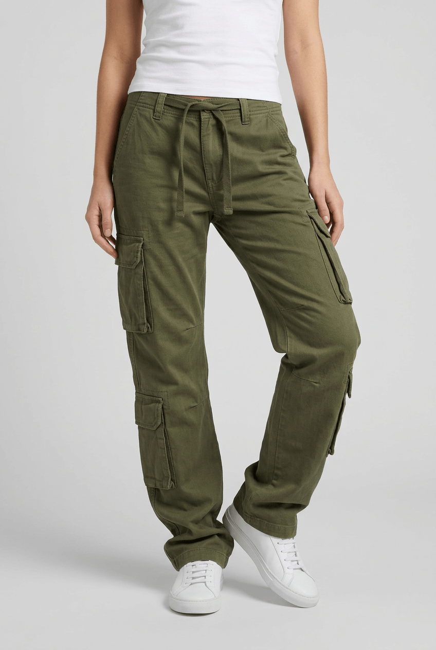 Women's Wide Leg Cargo Trousers | High Waist & Flap Pockets