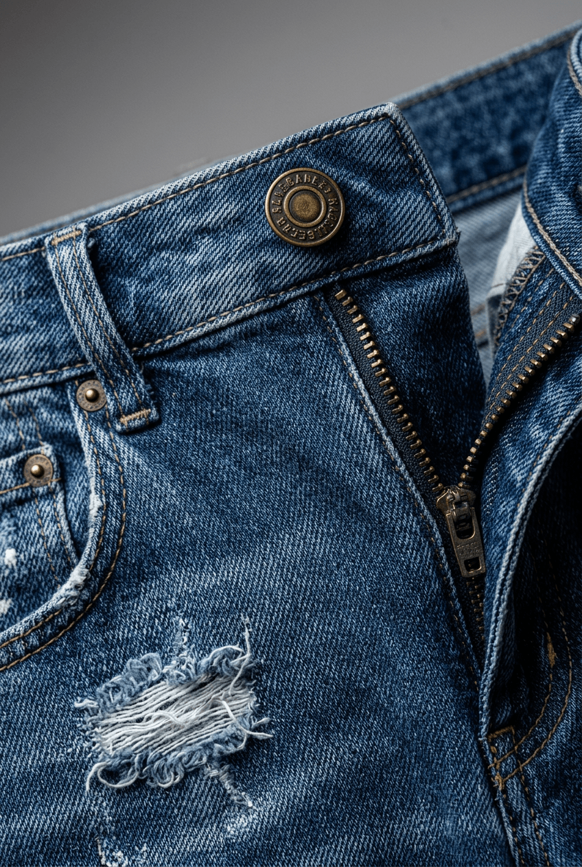 Women's Distressed Straight Jeans | Frayed Hem Rip Detail