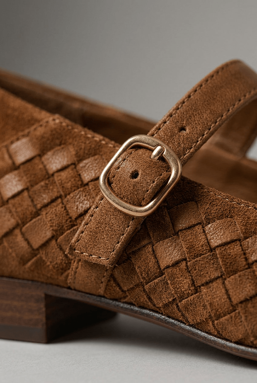 Women's Woven Mary Jane Shoes | Buckle Strap Round Toe