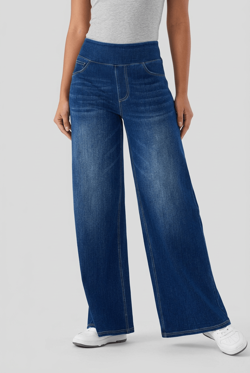 Women's Wide-Leg Pull-On Jeans | Elastic Waist