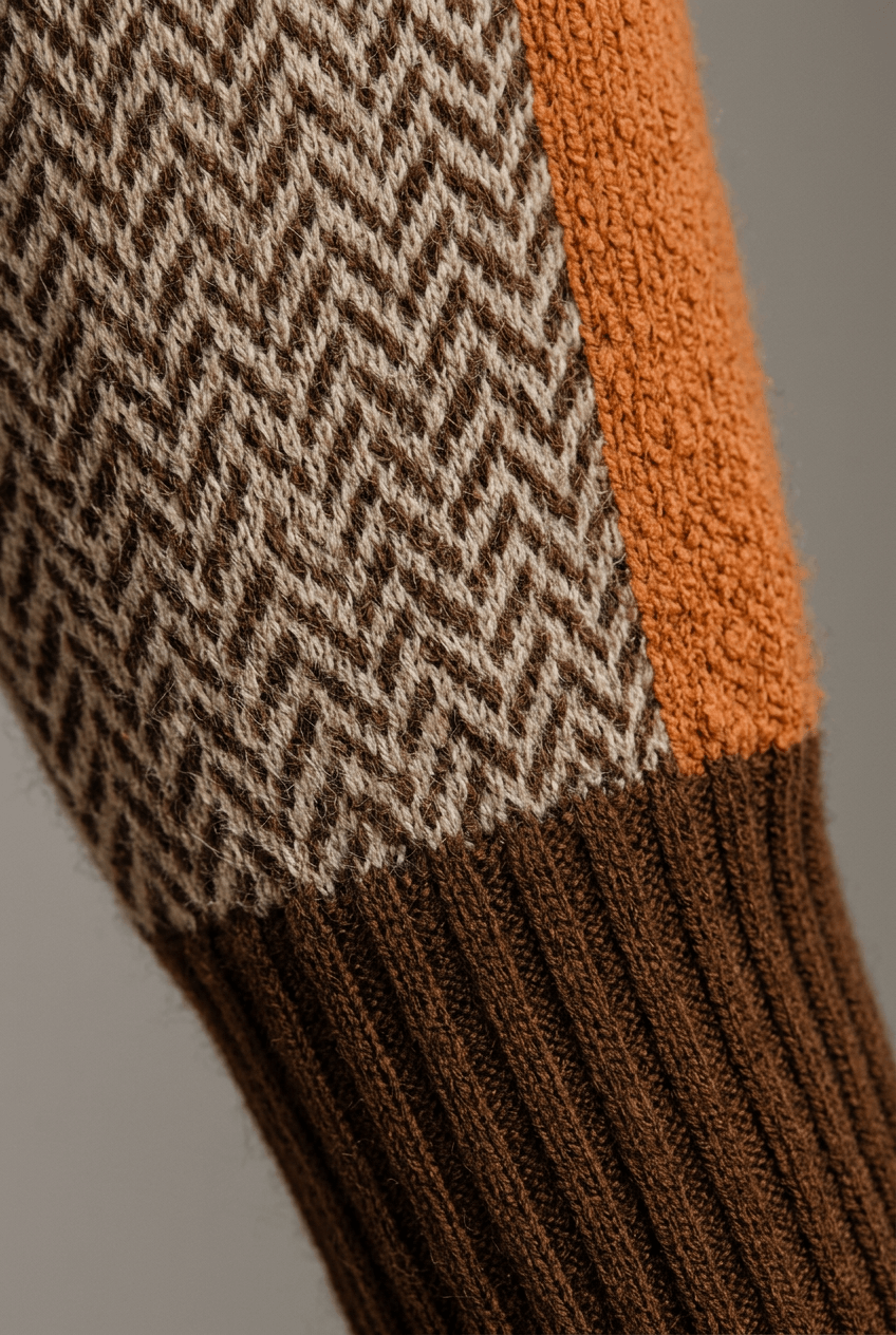 Women's Jumper | Turtleneck & Herringbone Pattern