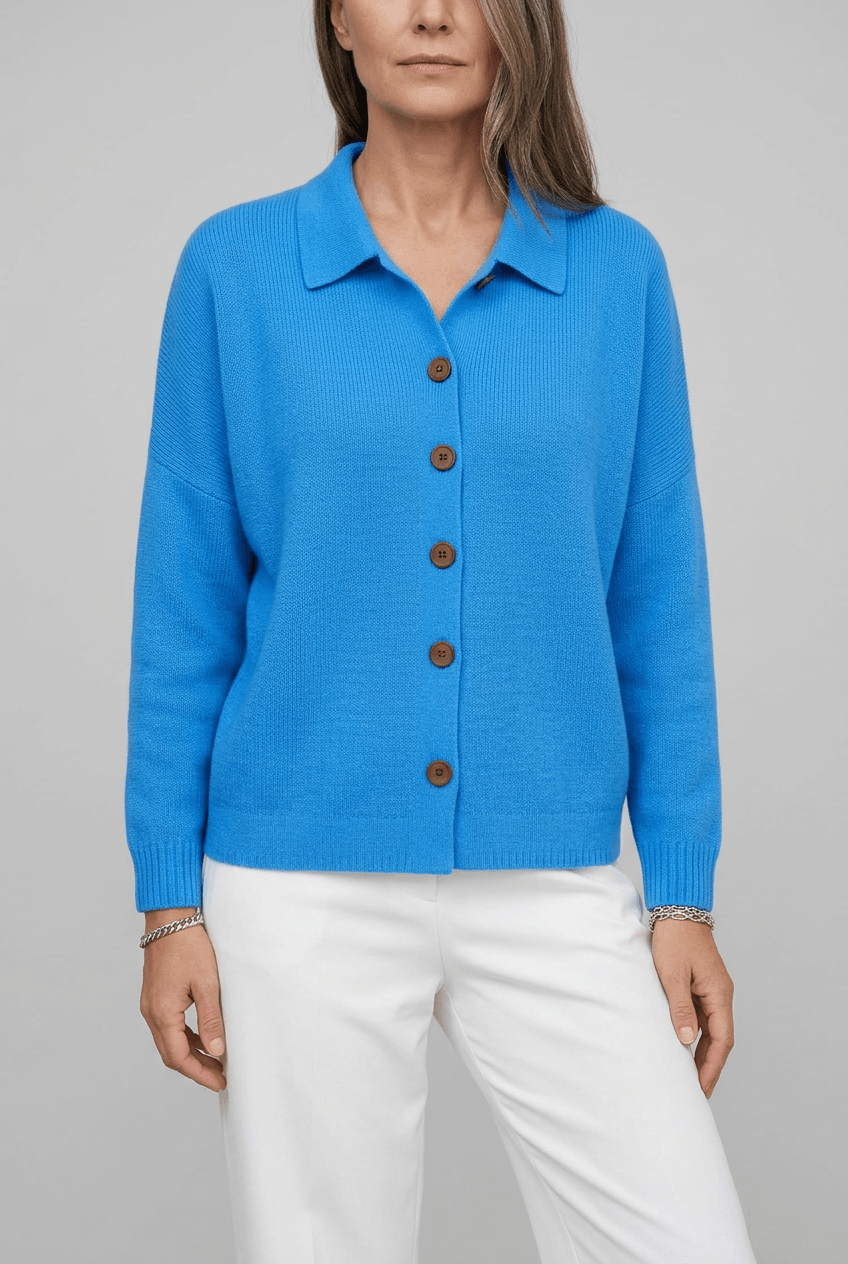 Women's Knit Cardigan | Polo Collar and Button Front