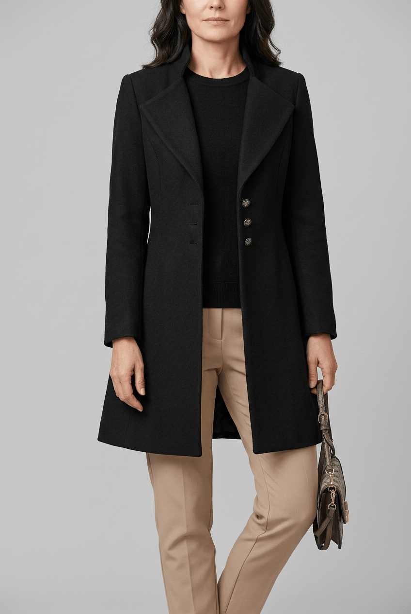 Women's Tailored Coat | Lapel Collar & Button Front