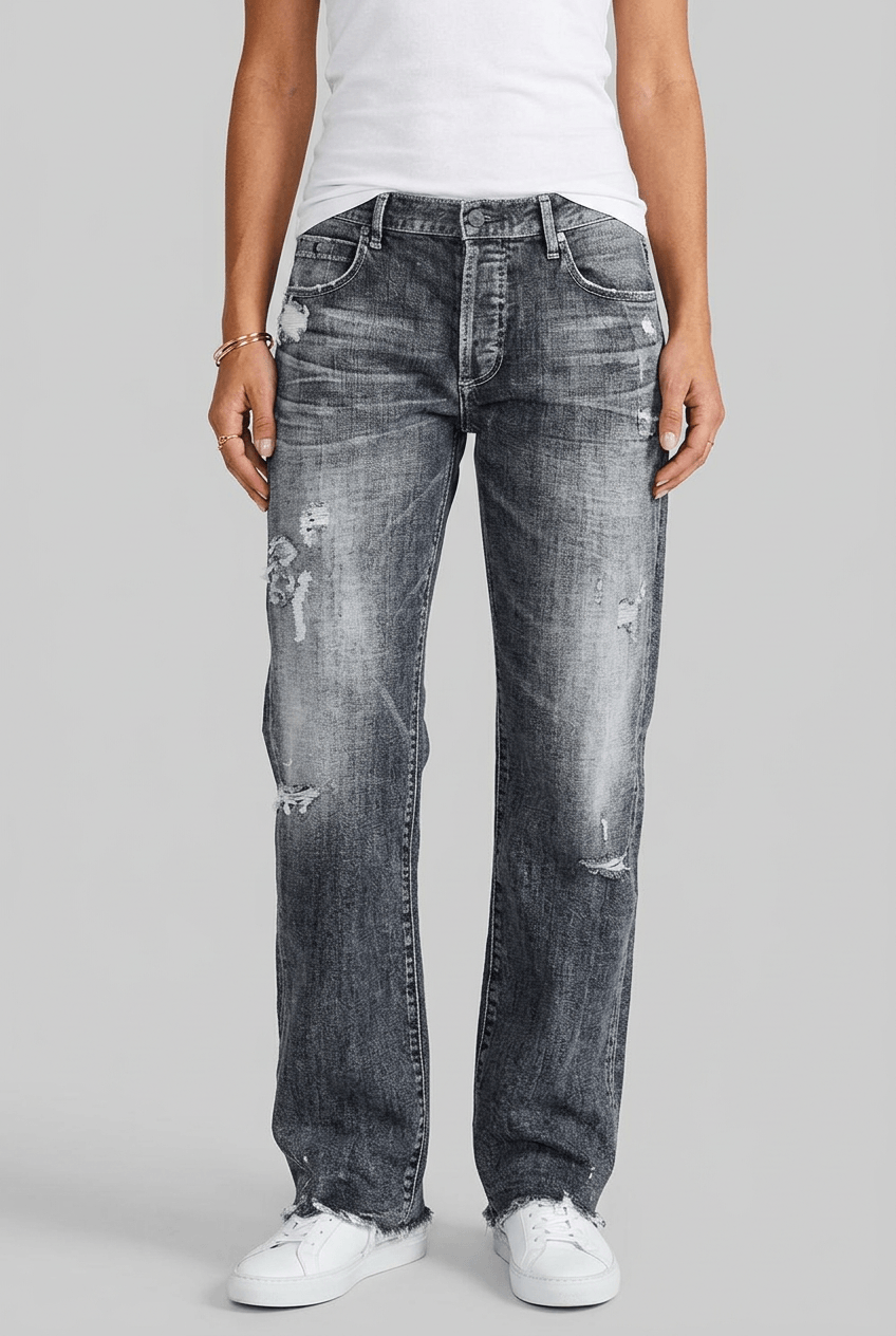 Women's Low-Rise Wide Leg Jeans | Distressed & Frayed Hem