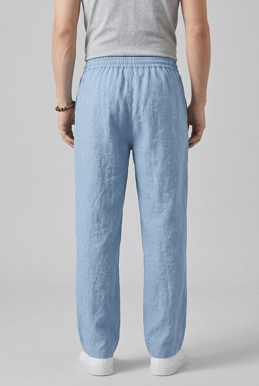Men's Straight Leg Trousers | Elasticated Drawstring Waist & Side Pockets
