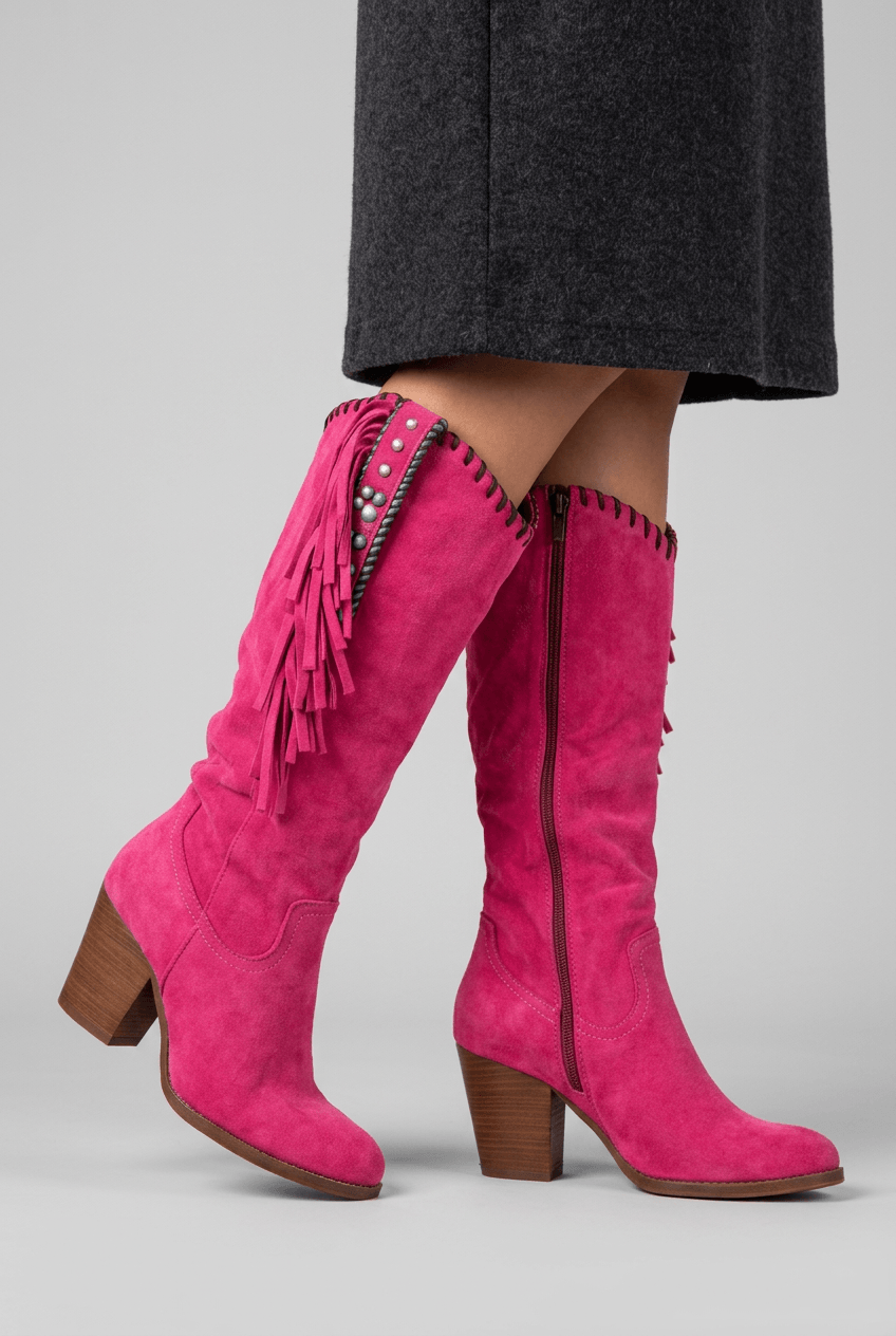 Women's Cowboy Boots | Fringe Trim & Side Zip