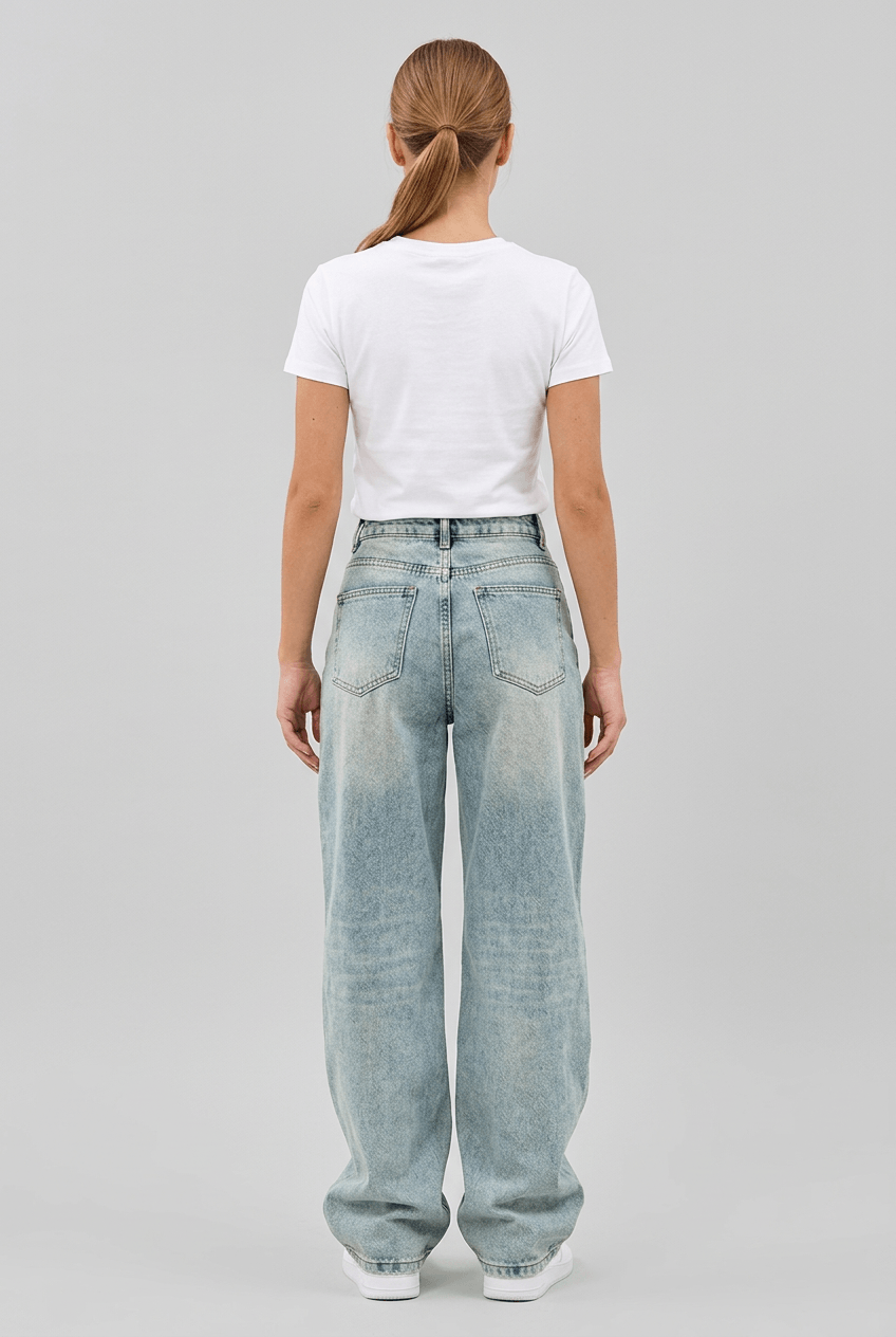 Women's Baggy Wide Leg Jeans | High Waist & Belt Loops