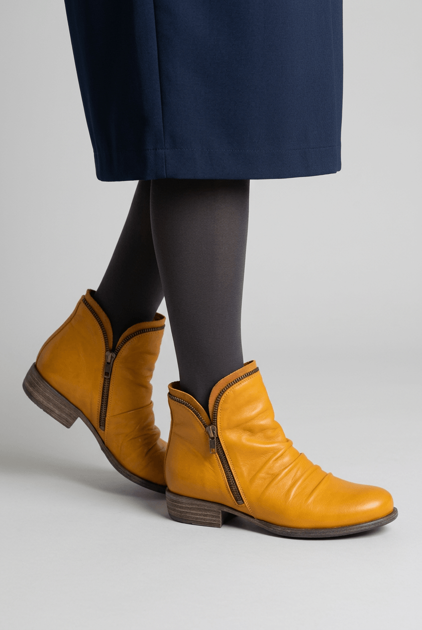Women's Side Zip Ankle Boots | Low Block Heel