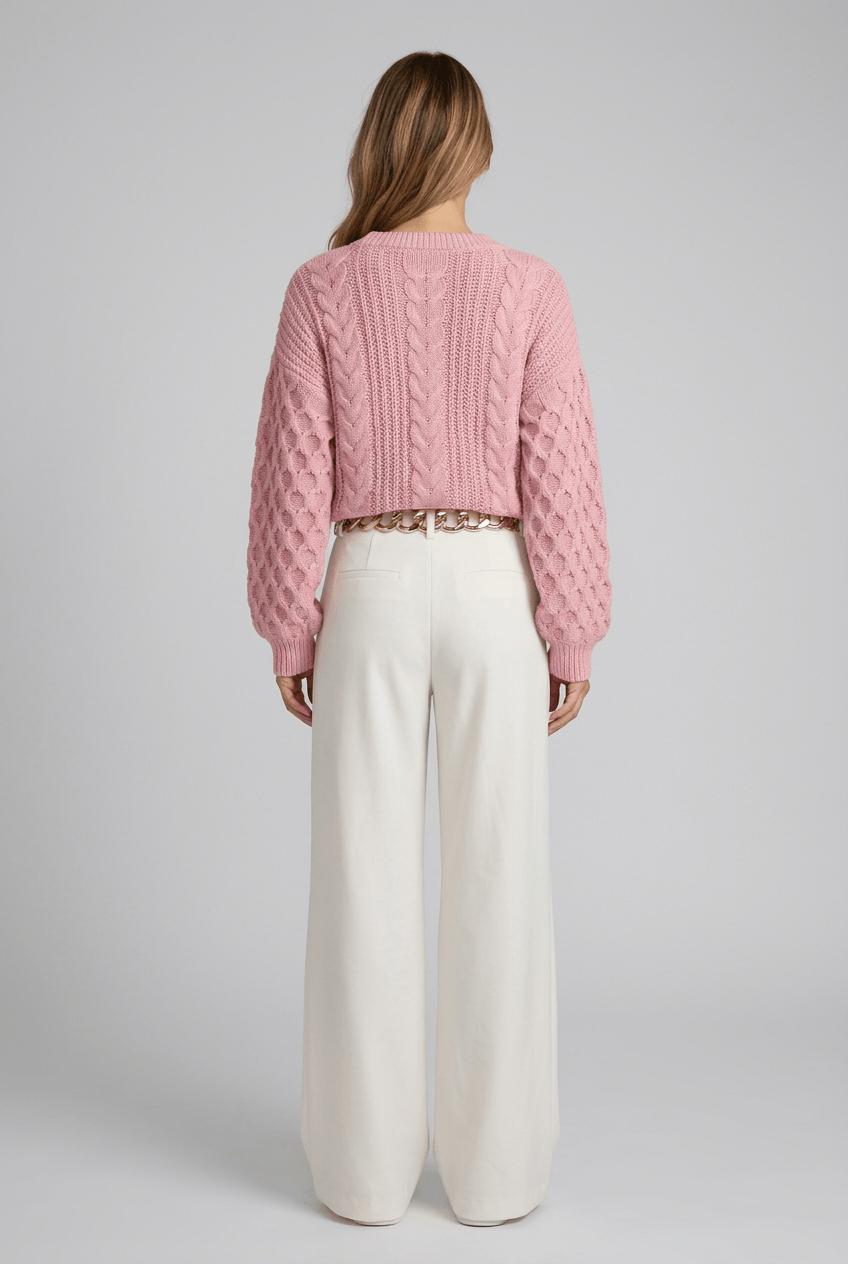 Women's Waffle Knit Jumper | Textured Sleeves